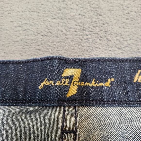 7 For All Mankind Jeans Womans 31 Blue High Waist Boot Cut Distressed Denim - Picture 3 of 12